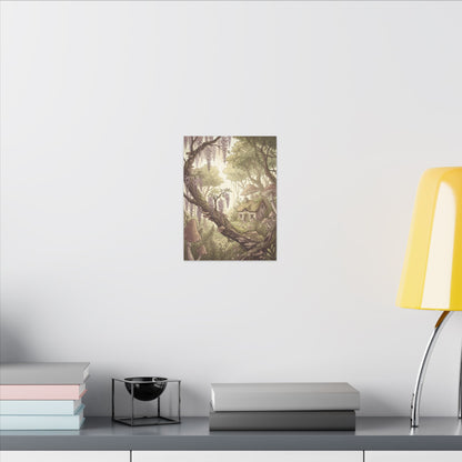 Summer Wisteria Mushroom Illustration Canvas Art | Enchanting Decor