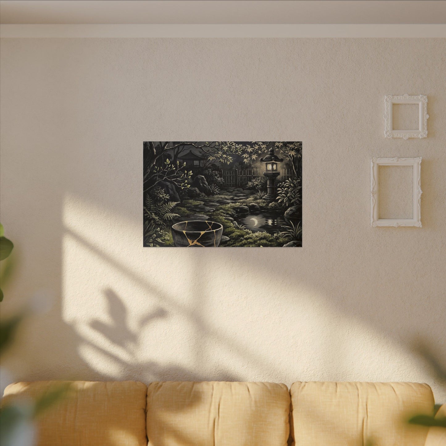 Kintsugi Moonlit Garden in Dappled | Gold Repair Canvas Art