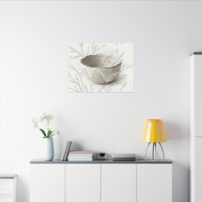 Neutral Ceramic Bowl Canvas Art - Minimal Line Japandi