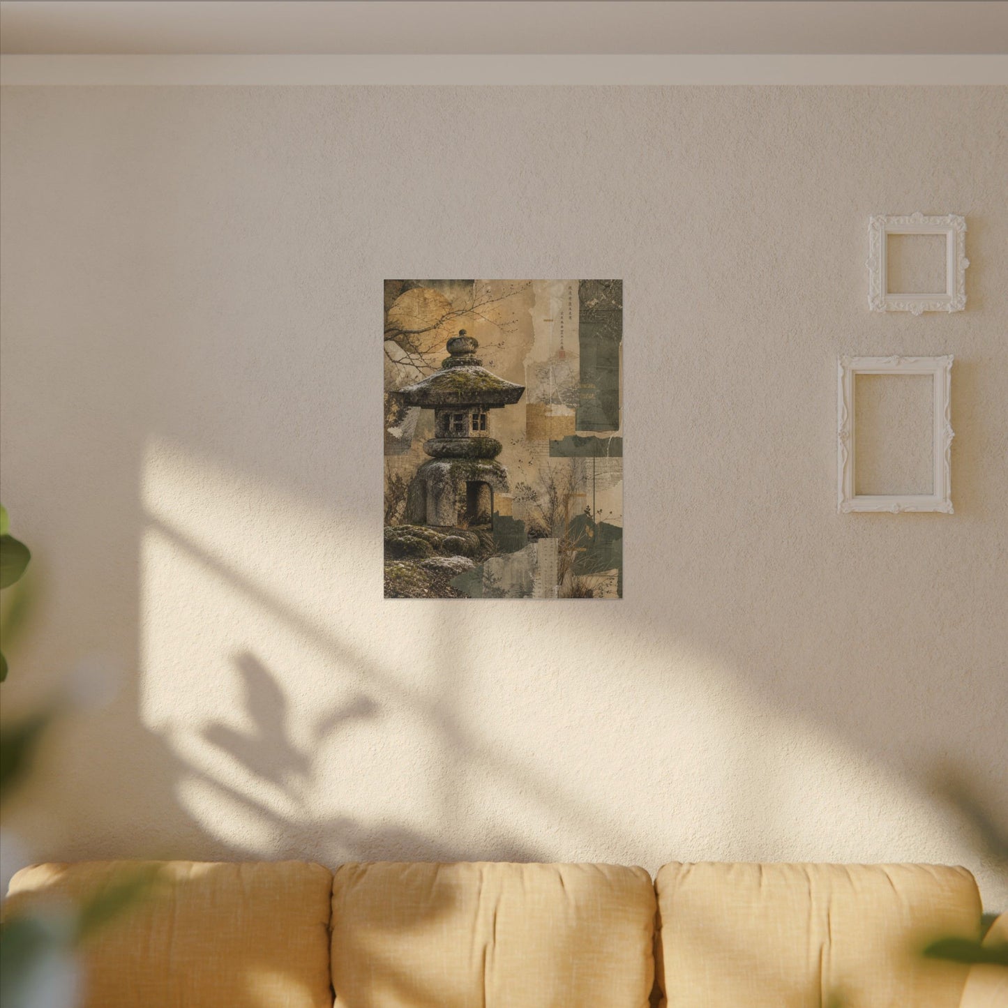 Elegant Stone Lantern Canvas Art - Texture Japandi