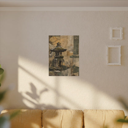 Elegant Stone Lantern Canvas Art - Texture Japandi