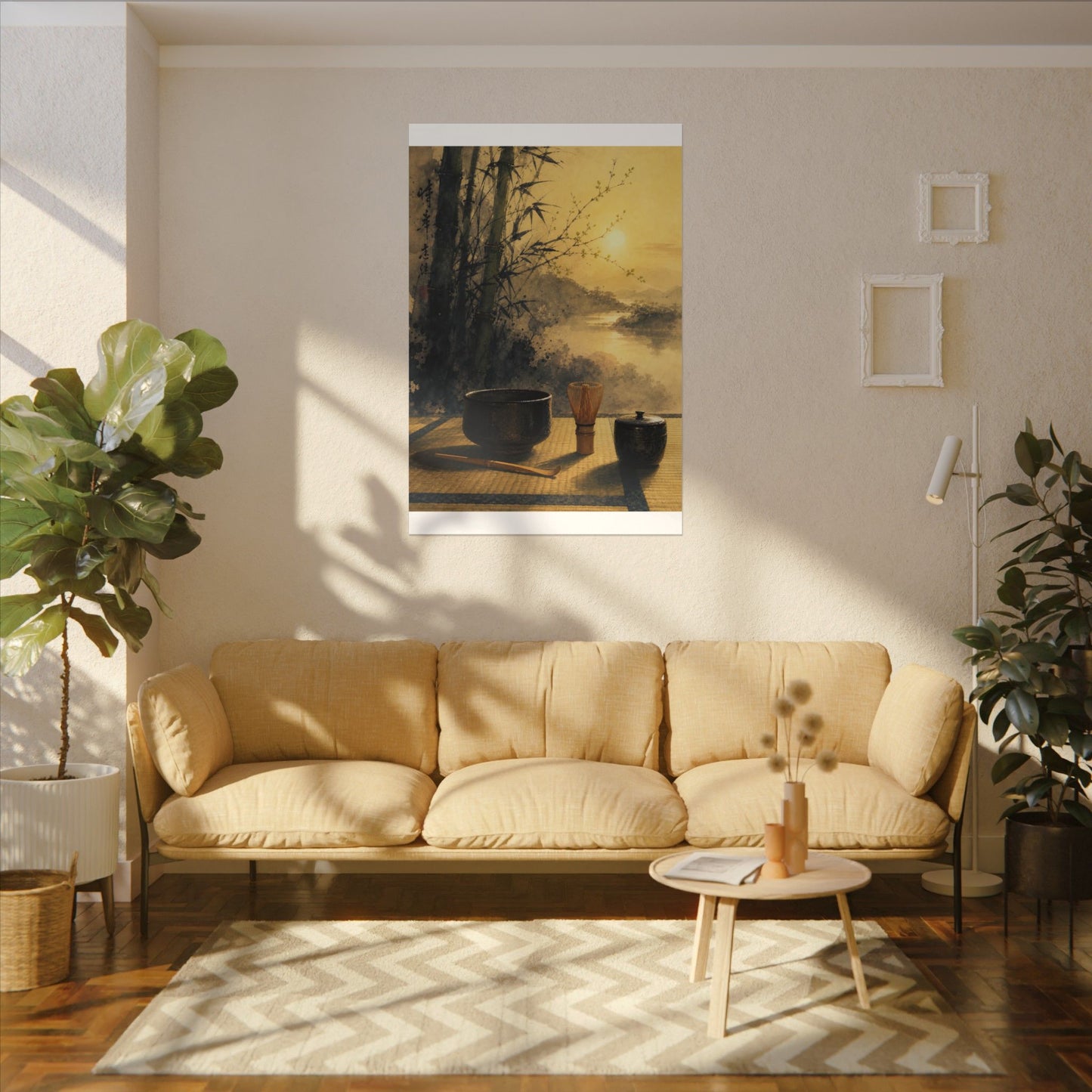 Tea Ceremony Sumi E Canvas Art | Contemplative Zen Art