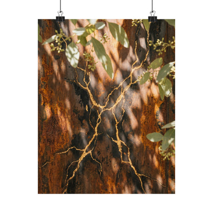 Rust Patina Gold Vein Wall Art Print | Artful Kintsugi Art