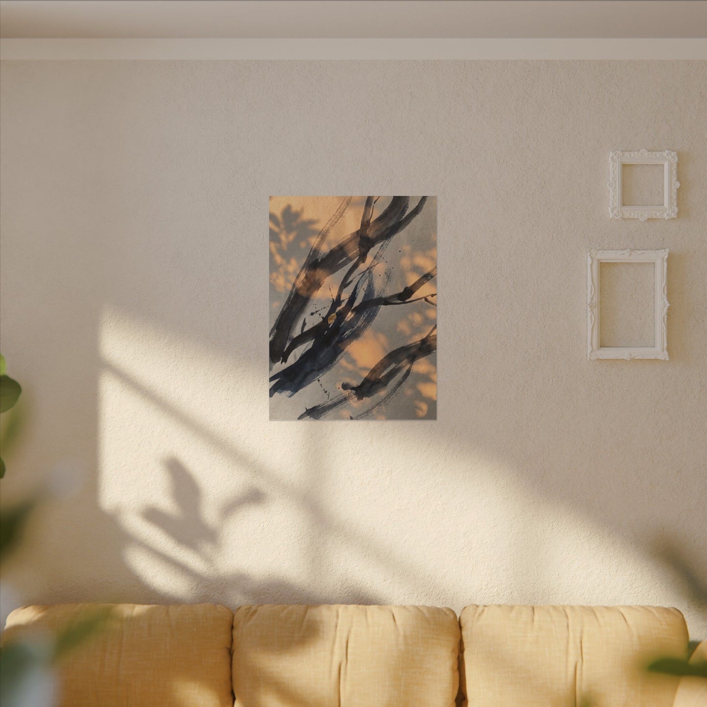 Datsuzoku Ink Brushstroke Canvas Art - Dark Japandi Shadow Zen