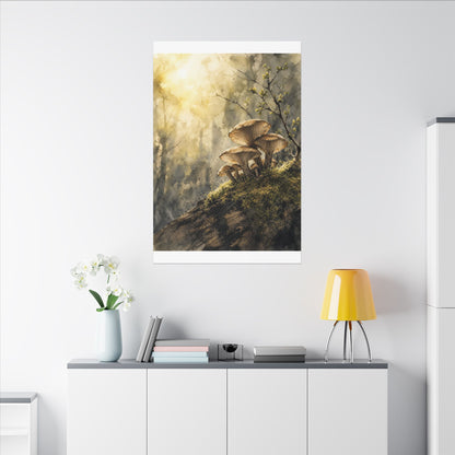 Wild Mushrooms Canvas Art | Spring Japandi Watercolor Art
