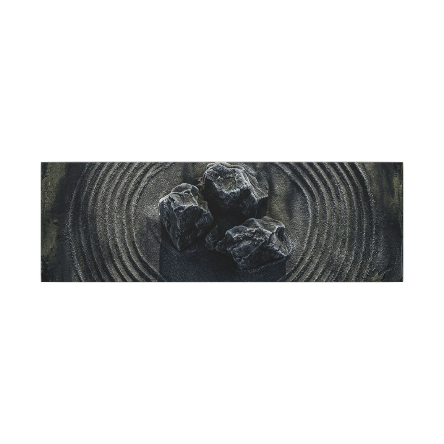 Moody Rock Garden Canvas Art - Dark Texture Dark Japandi