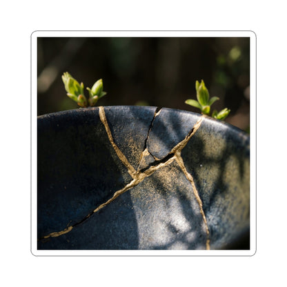 Sophisticated Broken Pottery Sticker - Shadow Zen Dark Japandi Art Print