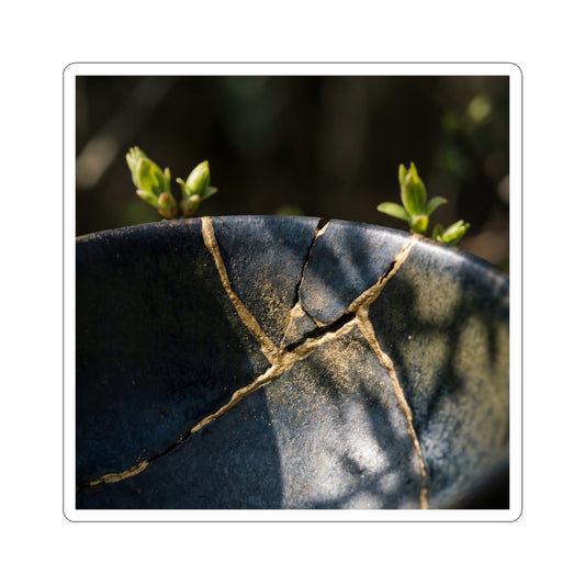 Sophisticated Broken Pottery Sticker - Shadow Zen Dark Japandi Art Print