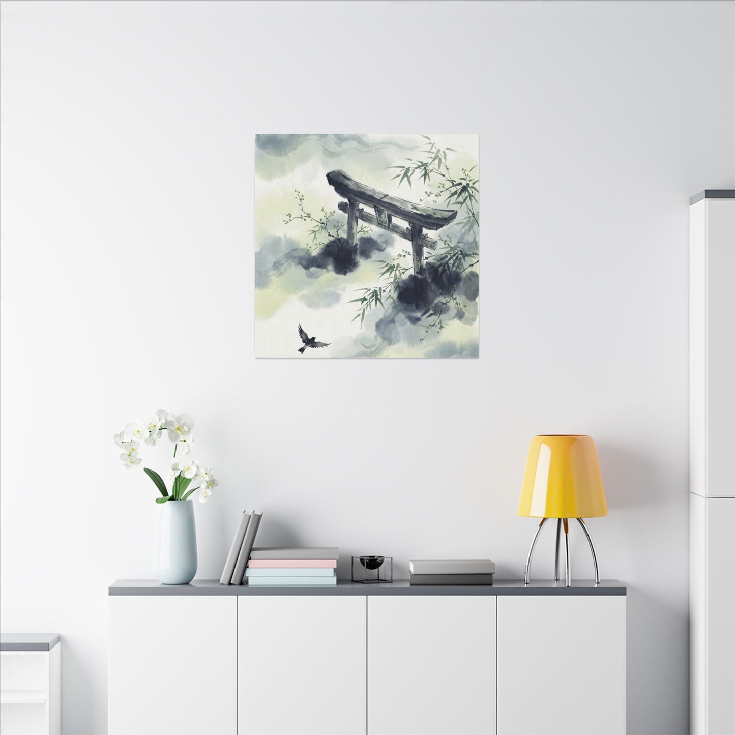 Torii Gate Sumi E Canvas Art | Serene Zen Art
