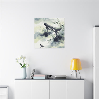 Torii Gate Sumi E Canvas Art | Serene Zen Art
