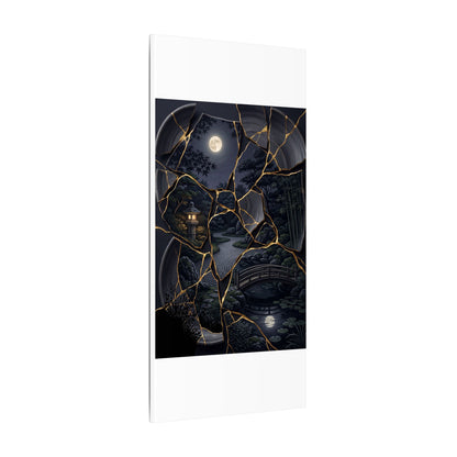 Kintsugi Moonlit Garden in Golden Hour | Gold Repair Canvas Art