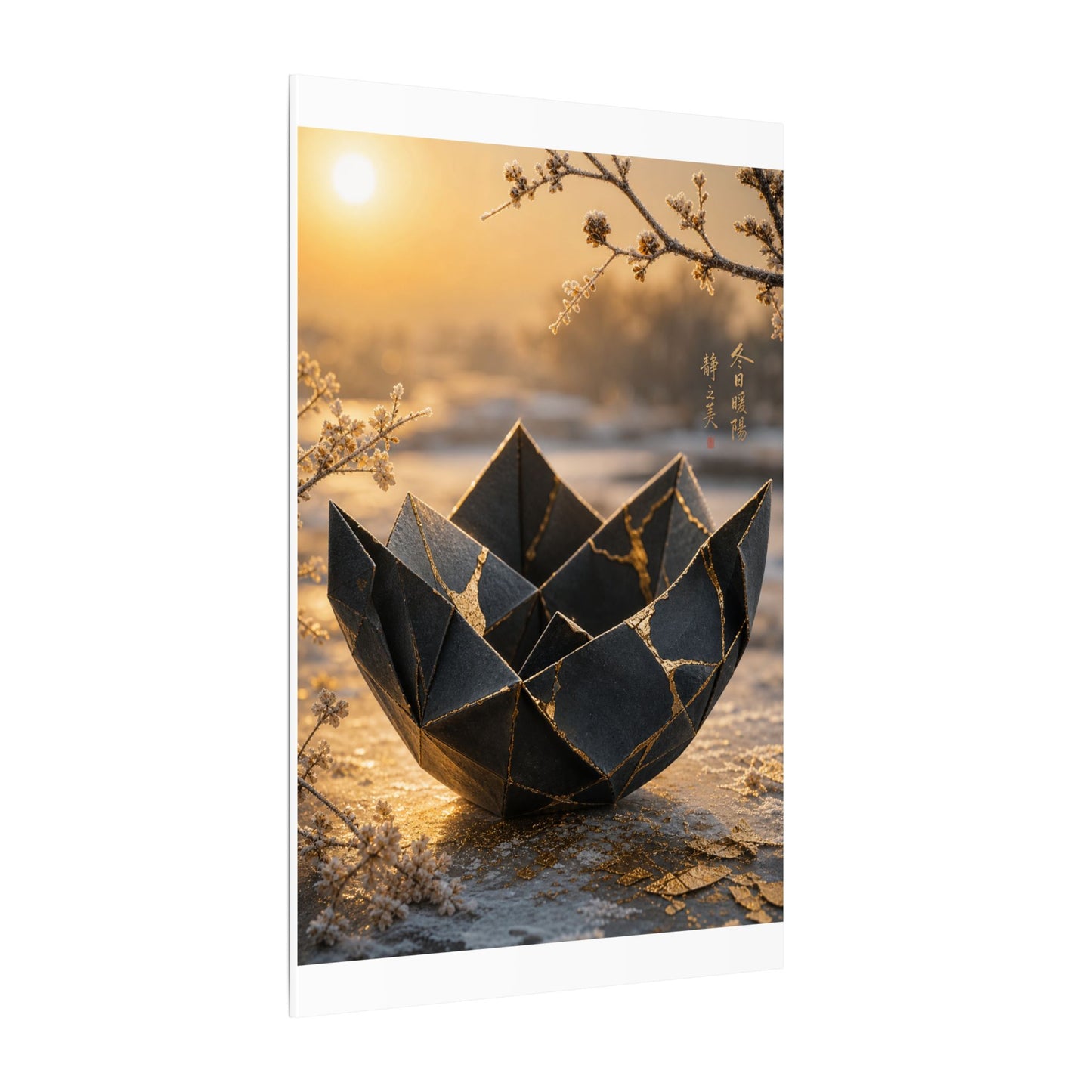 Kintsugi Paper Fold in Golden Hour | Gold Repair Canvas Art