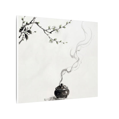 Calm Incense Smoke Canvas Art - Sumi E Zen