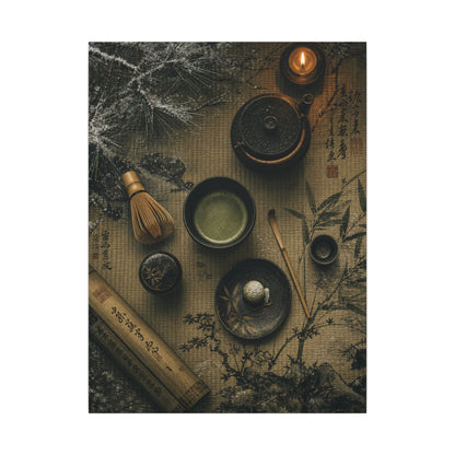 Tea Ceremony Canvas Art | Winter Zen Ukiyo E Inspired Art
