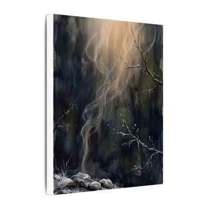 Incense Smoke Winter Canvas Art | Dark Japandi Moody Design