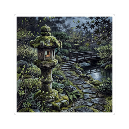 Stone Lantern Texture Sticker | Elegant Japandi Art Art Print