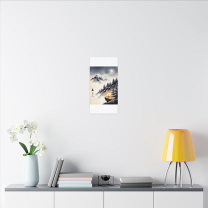 Mountain Mist Canvas Art | Winter Zen Ukiyo E Inspired Art