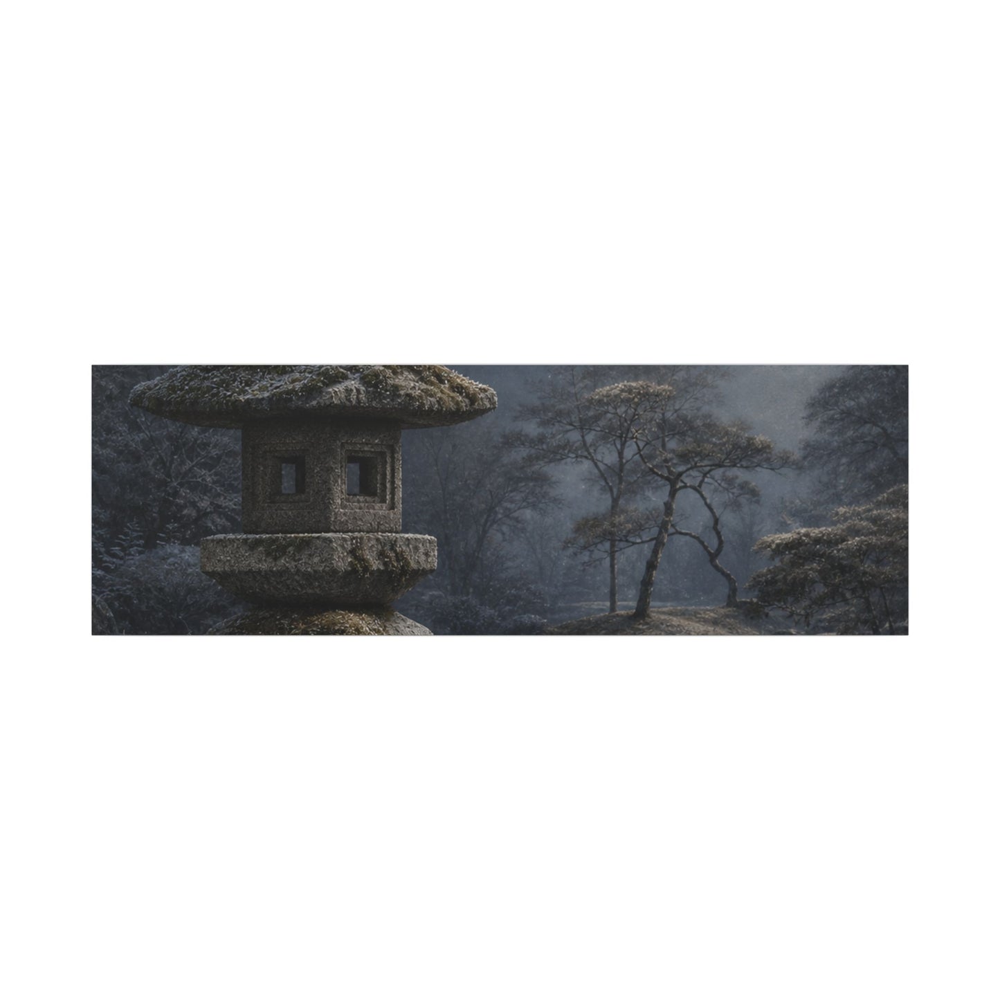 Stone Lantern Canvas Art | Winter Japandi Japanese Pattern Art