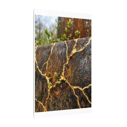 Mono No Aware Rust Patina Canvas Art - Kintsugi Gold Repair