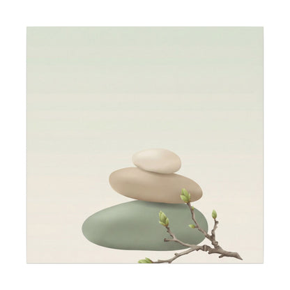 Dawn River Stones Canvas Art - Japandi Fukinsei