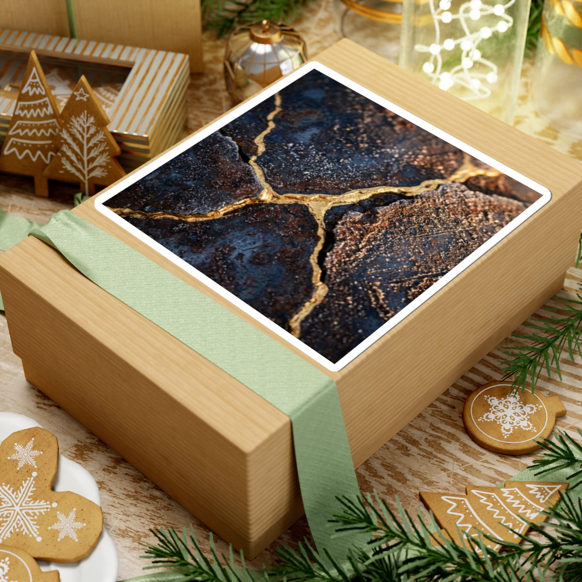 Kanso Rust Patina Sticker - Kintsugi Gold Vein Art Print