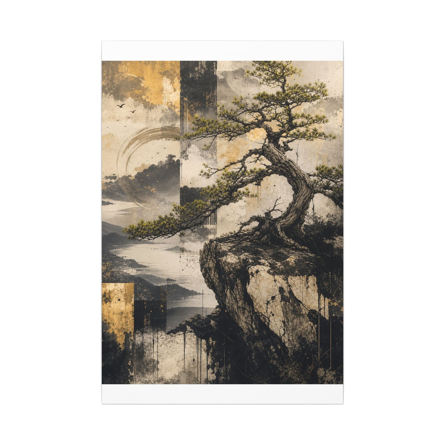 Golden Hour Pine Tree Canvas Art - Japandi Datsuzoku