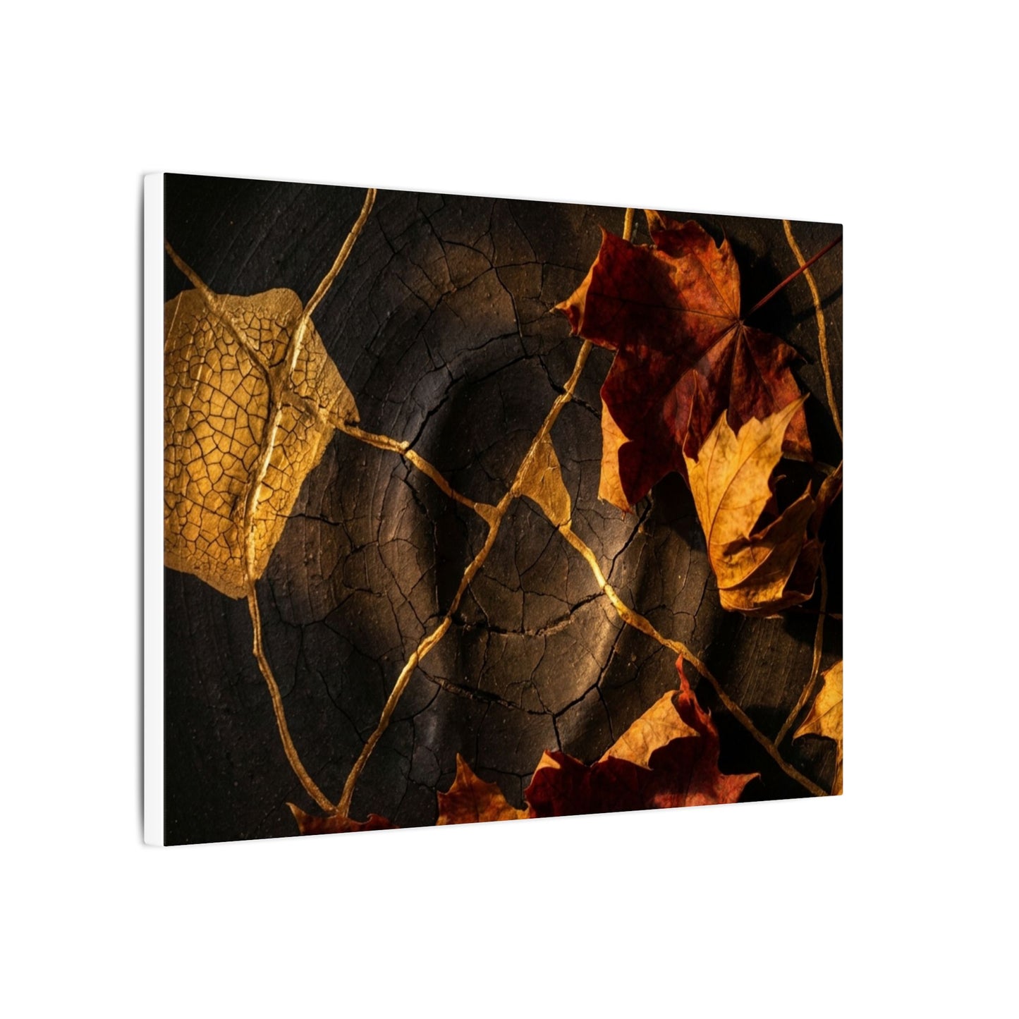 Resilient Shadow Play Canvas Art - Crackle Gold Kintsugi