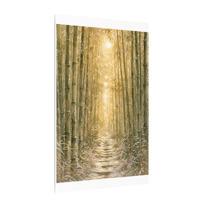 Bamboo Grove Winter Canvas Art | Japandi Elegant Design