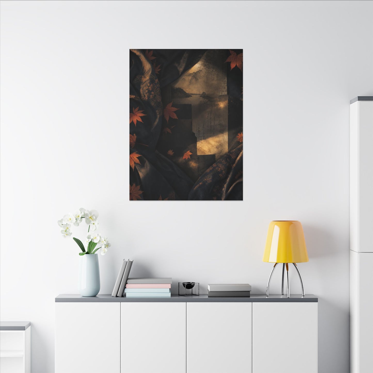 Autumn Silk Drape Shadow Zen Canvas Art | Bold Decor