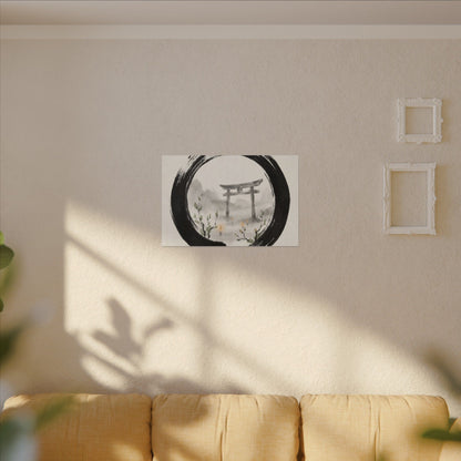 Spring Torii Gate Enso Canvas Art | Tranquil Decor