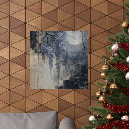 Moonlight Wisteria Wall Art Print - Japandi Seijaku