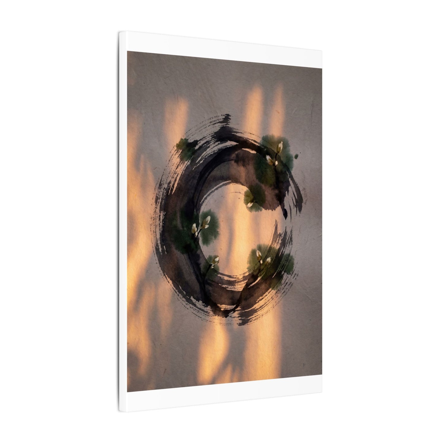 Ink Brushstroke Spring Canvas Art | Dark Japandi Bold Design