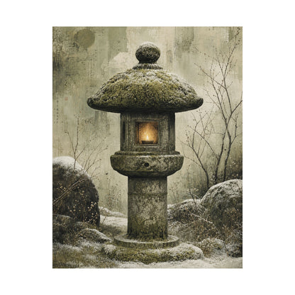 Cozy Stone Lantern Wall Art Print - Texture Japandi