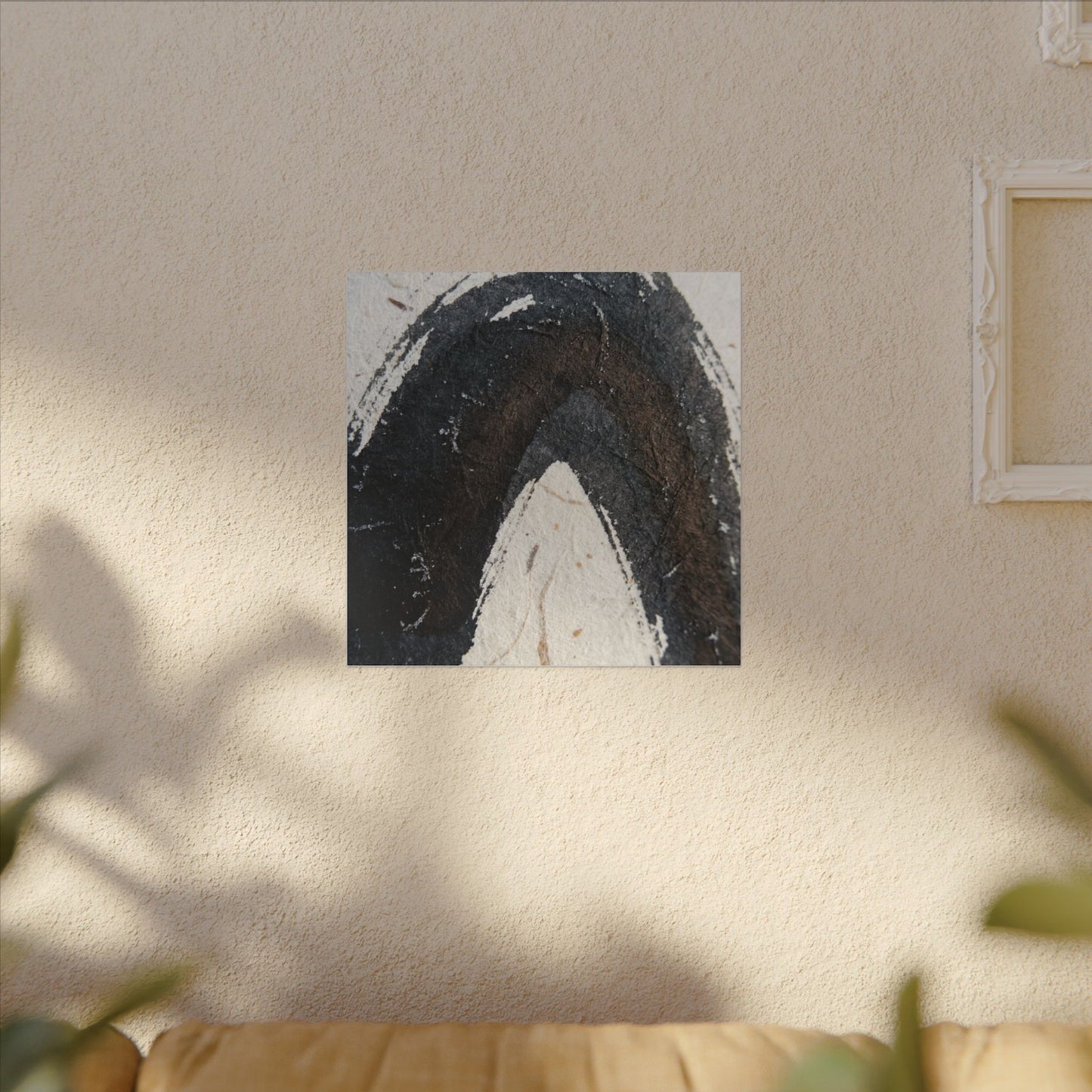 Moody Ink Brushstroke Canvas Art - Moody Minimal Dark Japandi