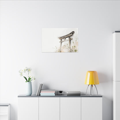 Fukinsei Torii Gate Canvas Art - Japandi Watercolor