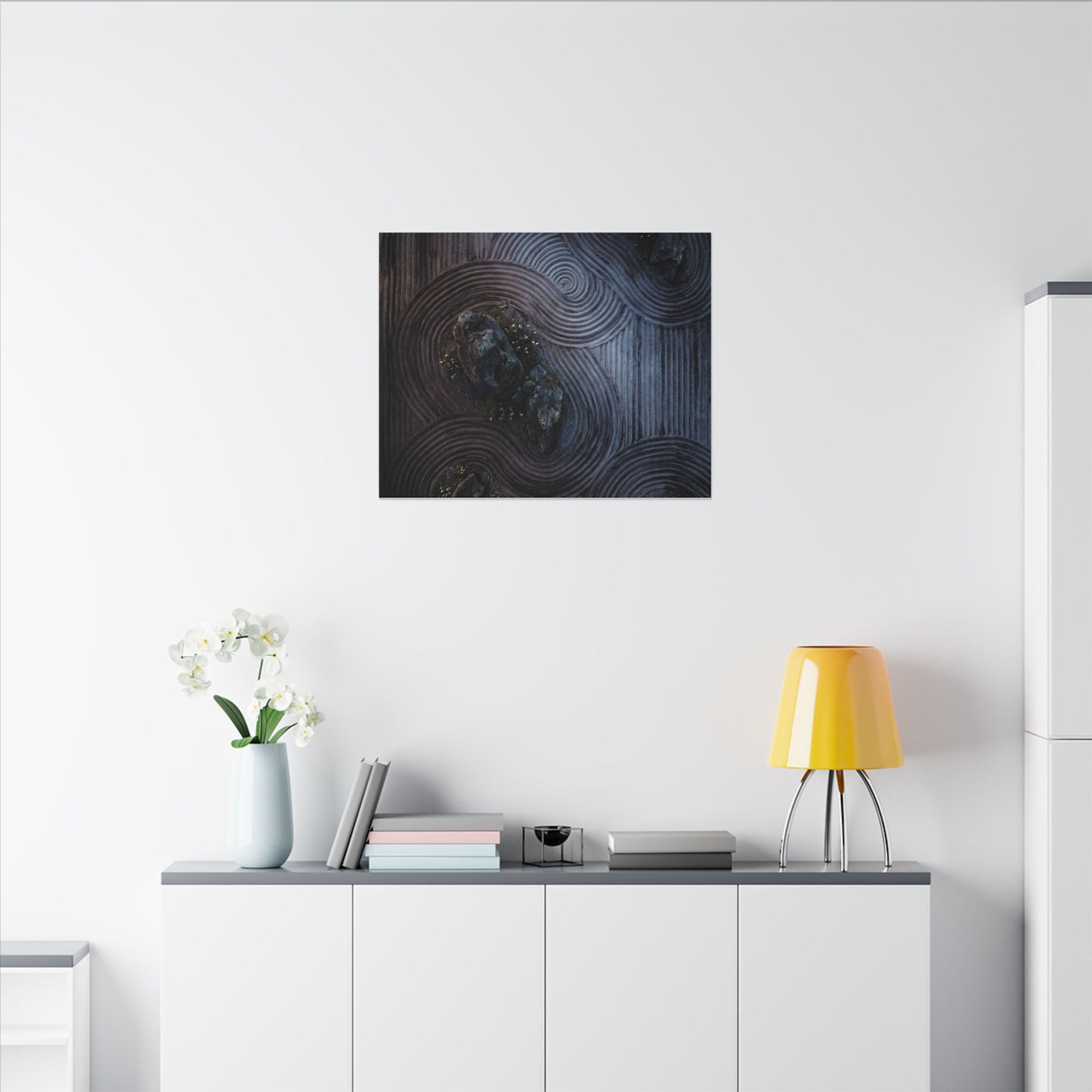 Spring Rock Garden Charcoal Ink Canvas Art | Bold Decor