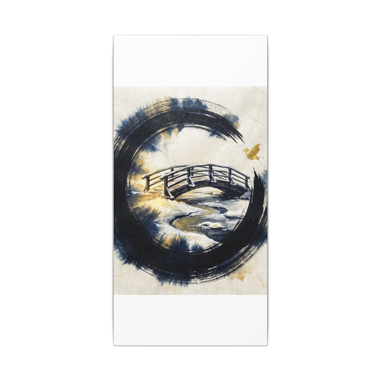 Autumn Ink Brushstroke Karesansui Canvas Art | Peaceful Decor