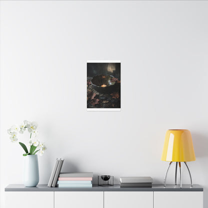 Candlelight Ceramic Bowl Canvas Art - Dark Japandi Kanso