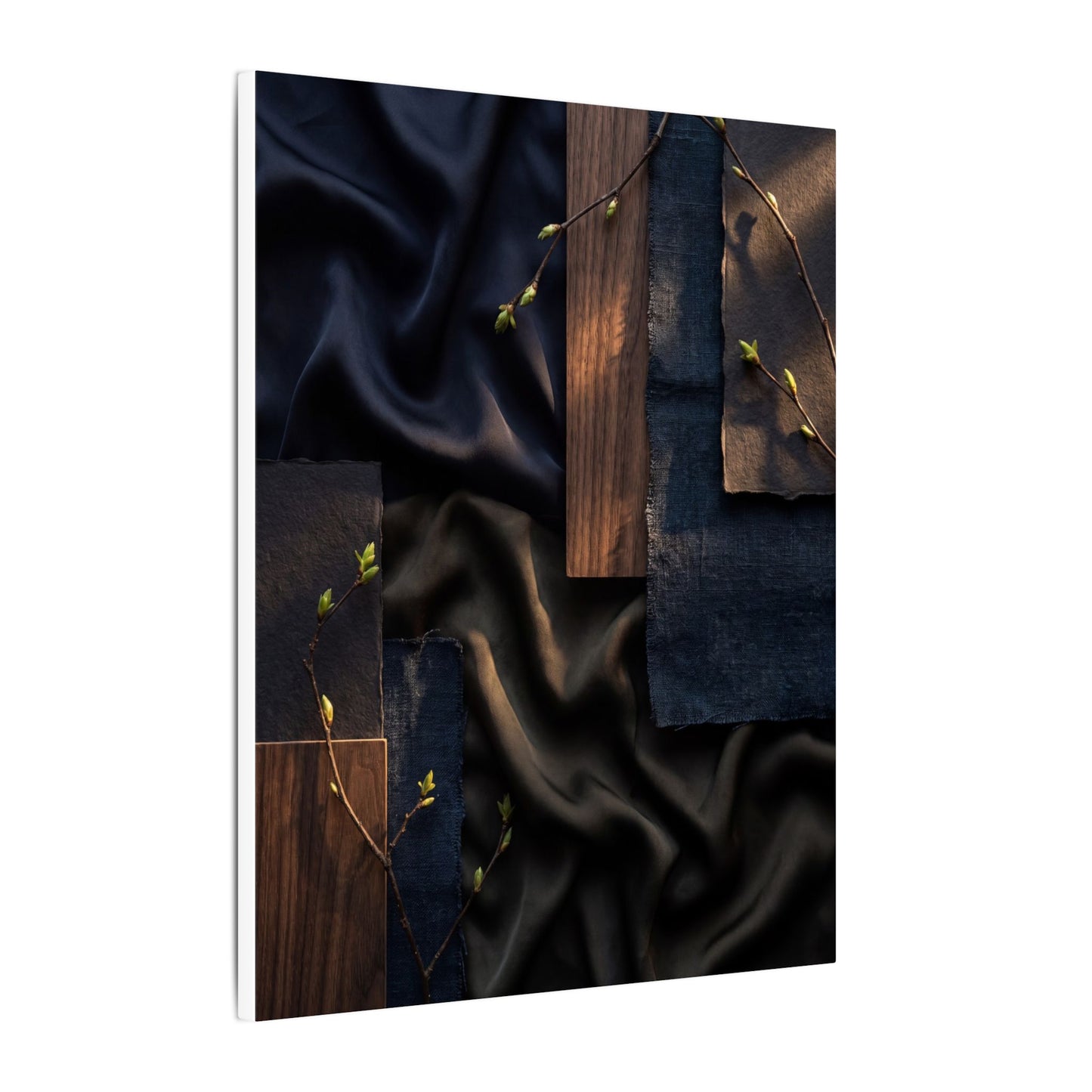 Silk Drape Spring Canvas Art | Dark Japandi Moody Design