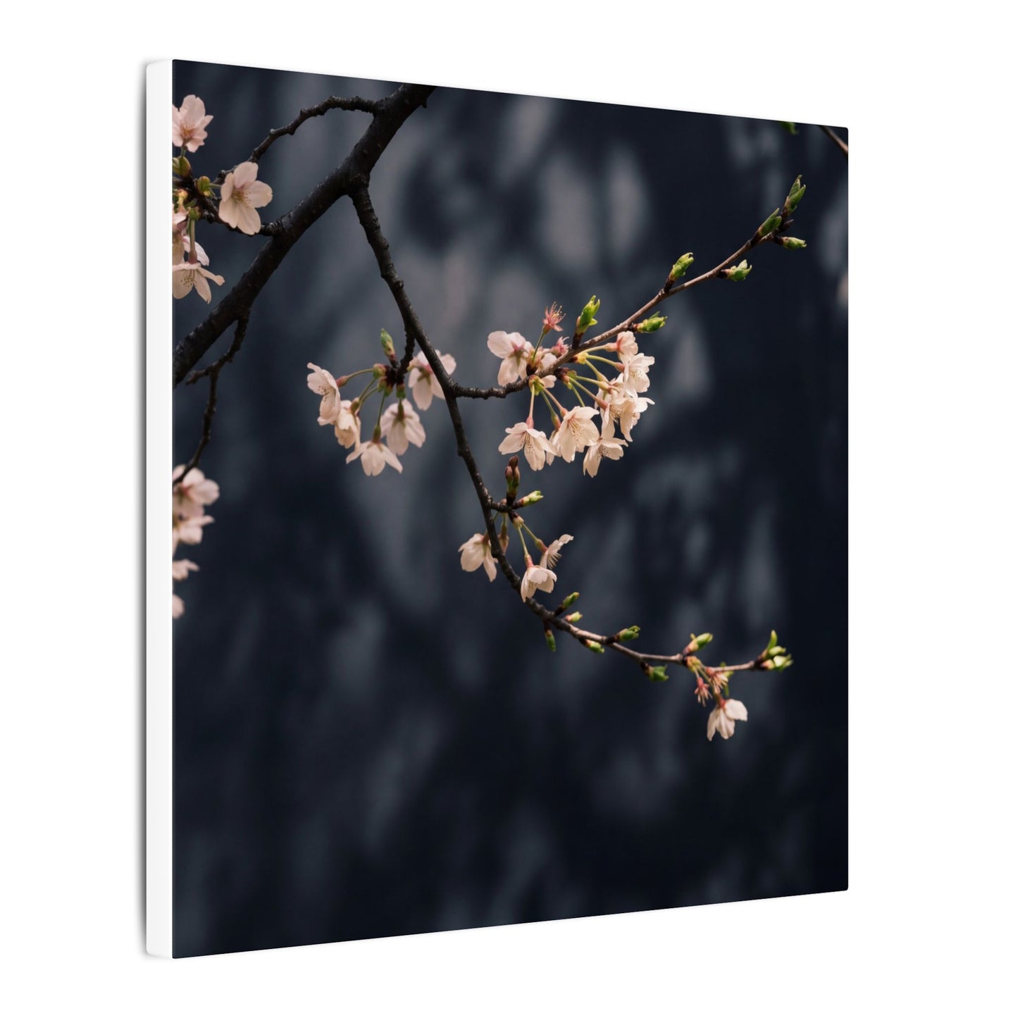 Cherry Blossom Moody Minimal Canvas Art | Bold Dark Japandi Art