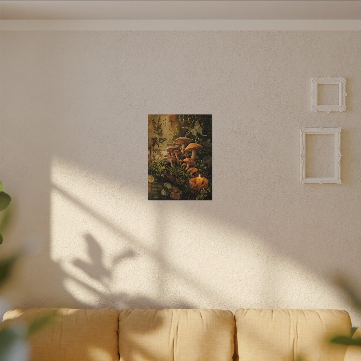 Spring Wild Mushrooms Herbarium Canvas Art | Earthy Decor