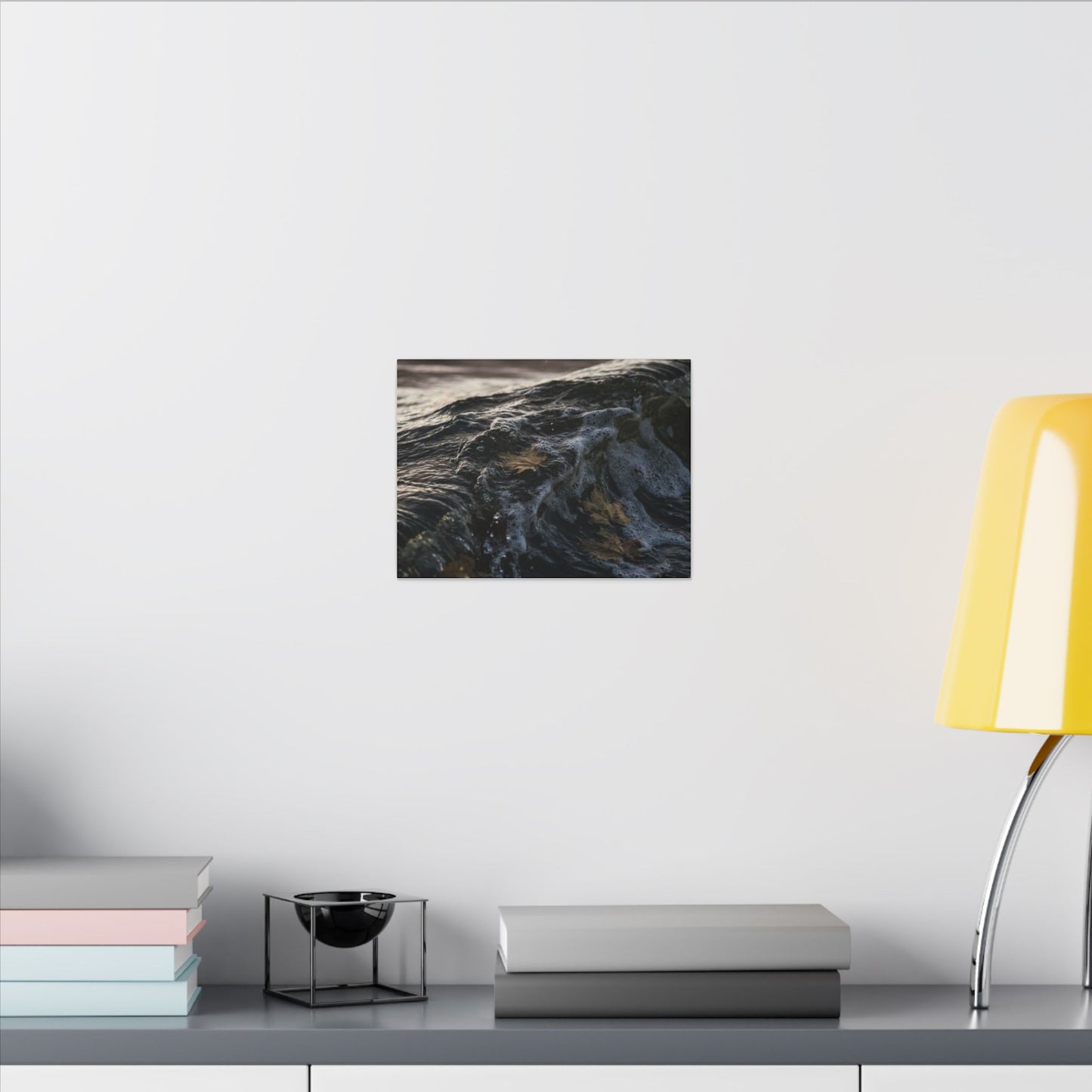 Dark Japandi Ocean Wave in Dawn | Moody Minimal Canvas Art