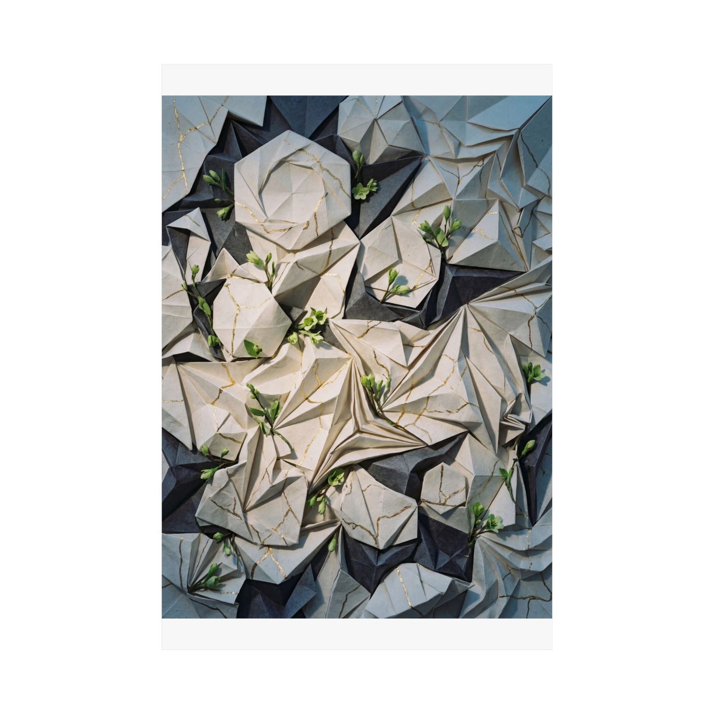 Paper Fold Gold Vein Wall Art Print | Resilient Kintsugi Art