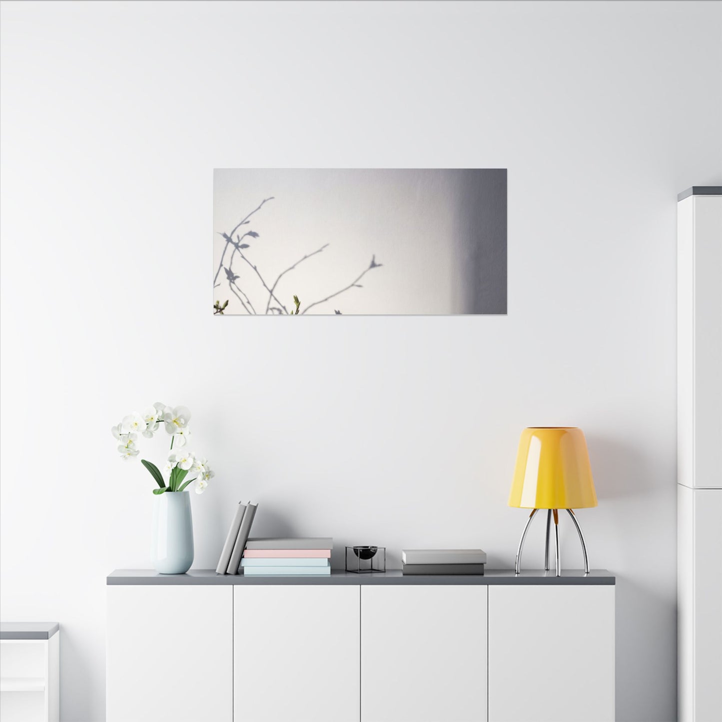 Japandi Shadow Play in Dawn | Japanese Pattern Canvas Art