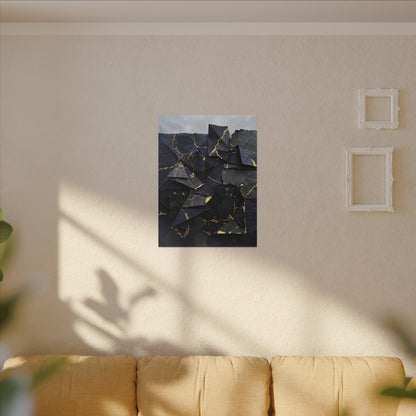 Beautiful Paper Fold Canvas Art - Crackle Gold Kintsugi