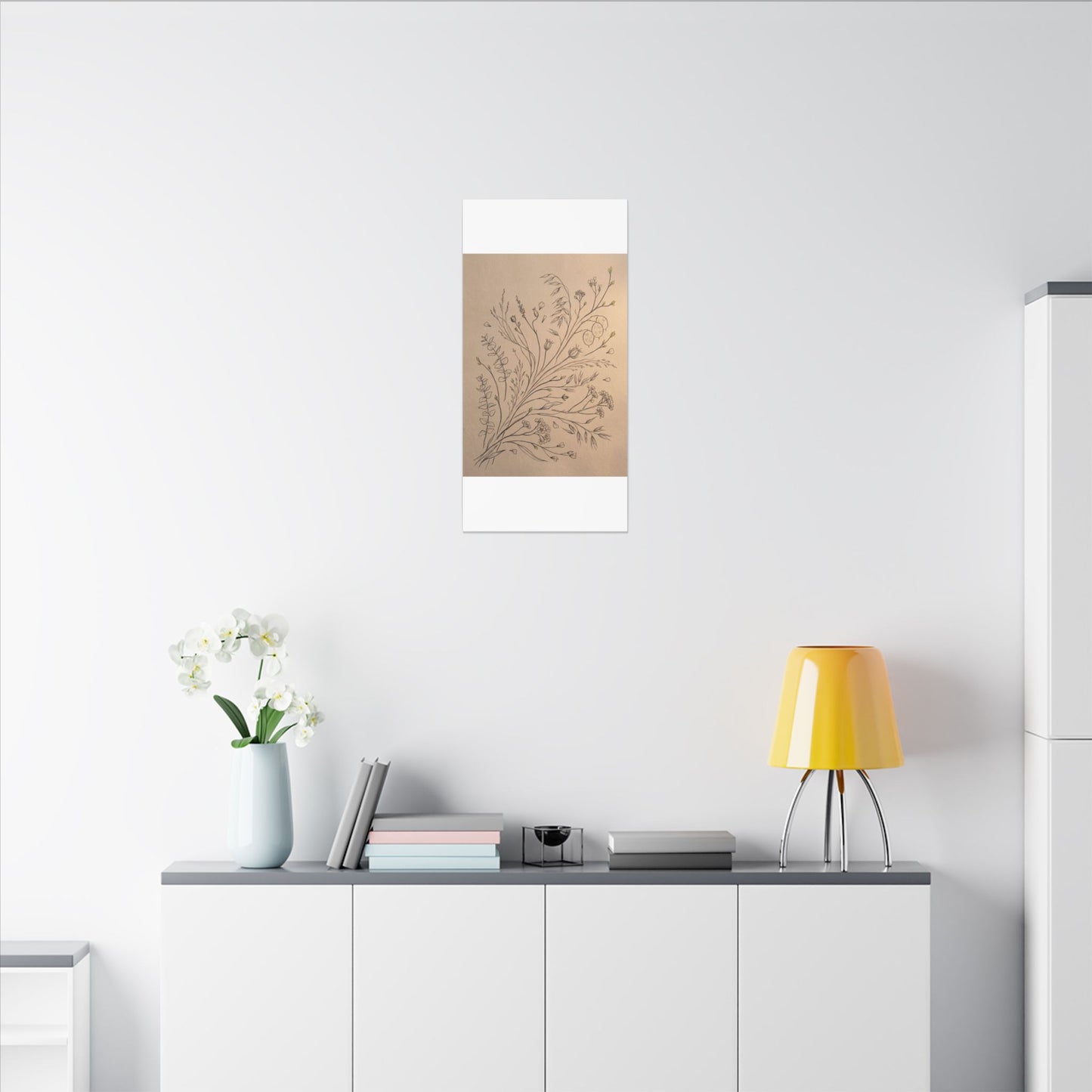 Dried Flowers Canvas Art | Spring Japandi Minimal Line Art