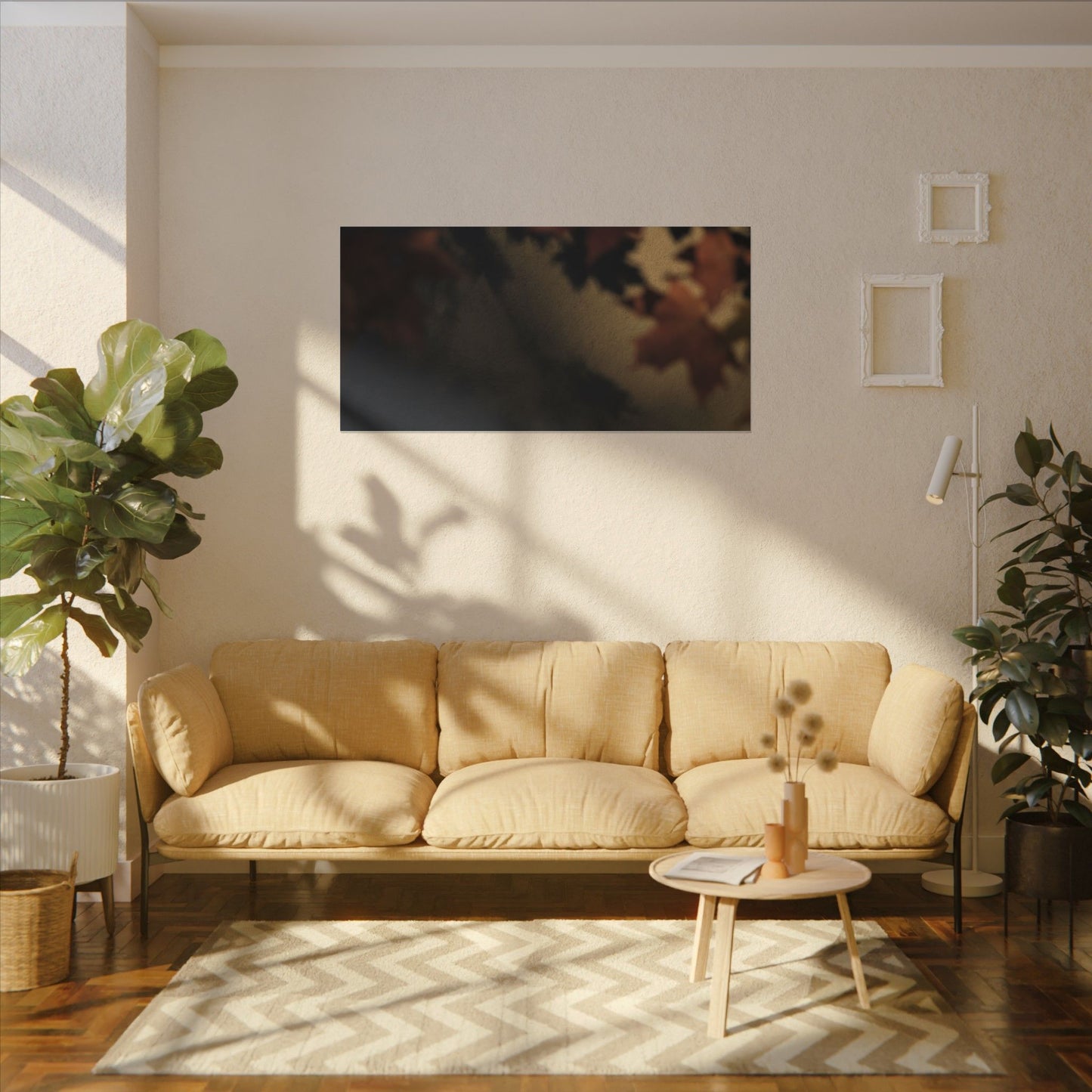 Shadow Play Canvas Art | Autumn Dark Japandi Moody Minimal Art