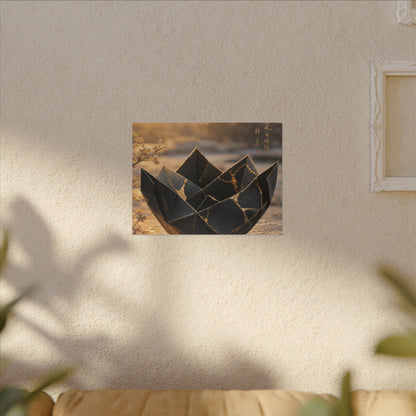 Kintsugi Paper Fold in Golden Hour | Gold Repair Canvas Art