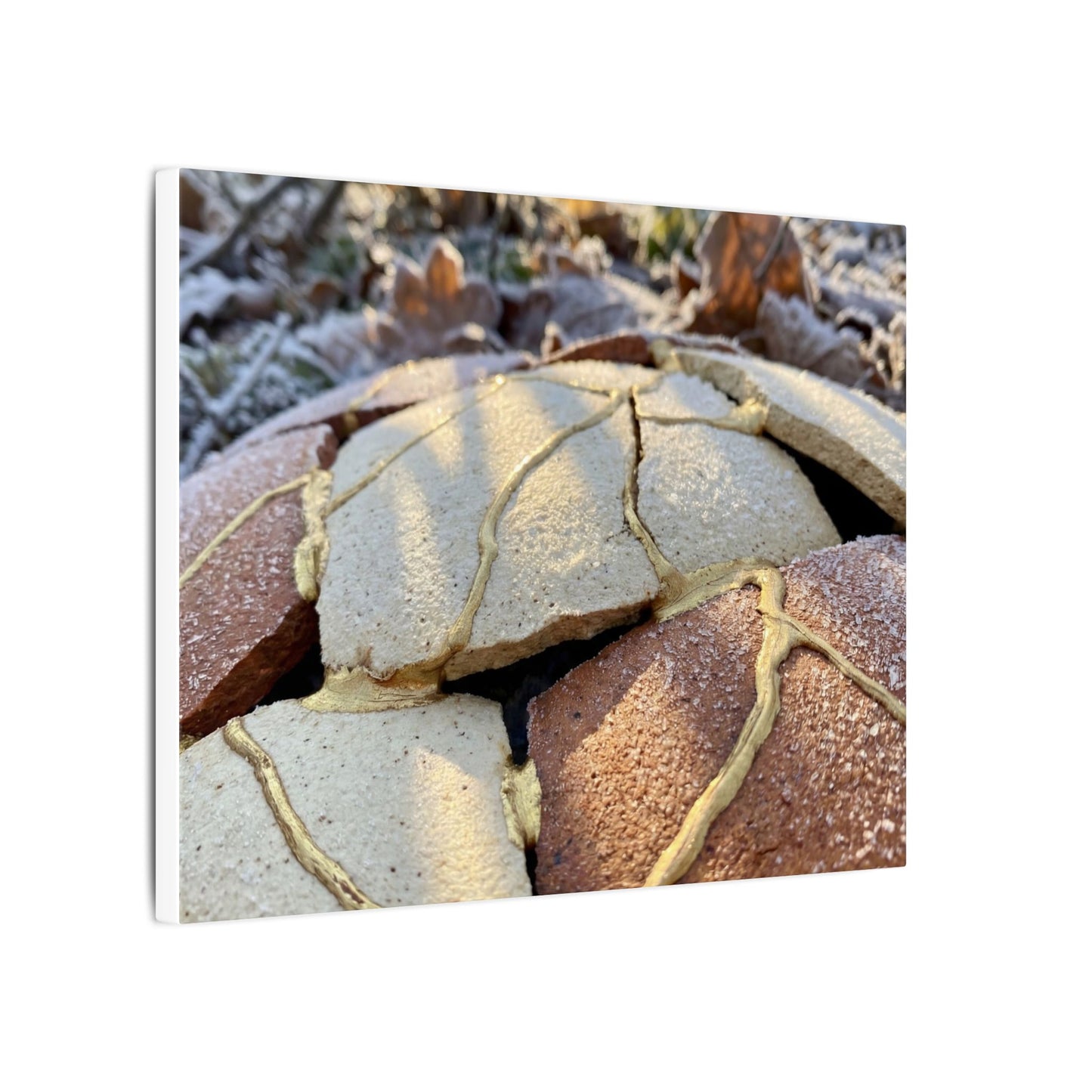 Broken Pottery Crackle Gold Canvas Art | Healing Kintsugi Art