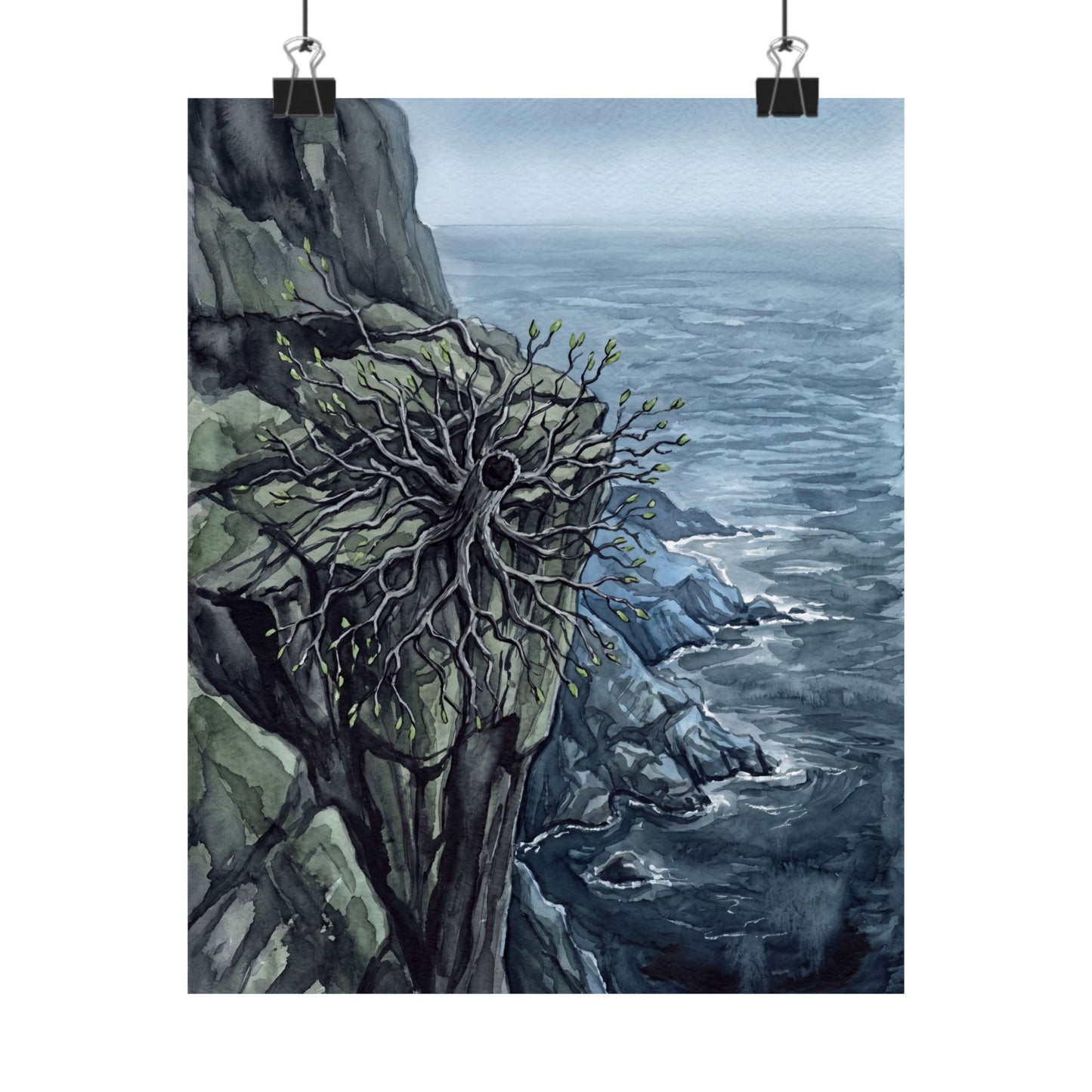 Pine Tree Watercolor Wall Art Print | Elegant Japandi Art
